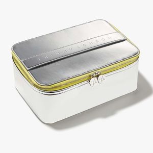 NWOT Trinny London Silver & yellow Chelsea Makeup Bag / Train Case